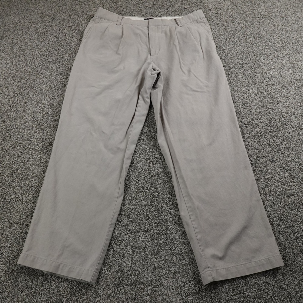 VTG Dockers Pants Mens 36X30 Beige Khaki Chino Trouser Straight Pleated Work Y2K